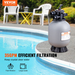 Φίλτρο άμμου VEVOR, 16 ιντσών, ταχύτητα ροής έως 35 GPM, Σύστημα φίλτρου άμμου πάνω από την εσωτερική πισίνα με βαλβίδα πολλαπλών θυρών 7 κατευθύνσεων, φίλτρο, πλύση, ξέπλυμα, ανακυκλοφορία, απόβλητα, χειμώνας, κλειστές λειτουργίες