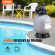 Φίλτρο άμμου VEVOR, 19 ιντσών, ταχύτητα ροής έως 45 GPM, Σύστημα φίλτρου άμμου πάνω από την εσωτερική πισίνα με βαλβίδα πολλαπλών θυρών 7 κατευθύνσεων, φίλτρο, πλύση, ξέπλυμα, ανακυκλοφορία, απόβλητα, χειμώνας, κλειστές λειτουργίες