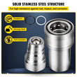 VEVOR Spherical Face Hydraulic Couplers 3/8&quot; Body 3/8&quot; NPT Thread, Skid Steer Quick Connect Couplings, 4061 PSI Hydraulic Fittings, 2 sets Hydraulic Couplers with Dust Caps for Bobcat Case (ISO