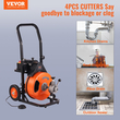 VEVOR Drain Cleaner Machine Electric Drain Auger 50 FT x 1/2 In Auto Feed