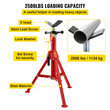 VEVOR V Head Pipe Stand 1/8&quot;-12&quot; χωρητικότητας, Ρυθμιζόμενο ύψος 24&quot;-42&quot;, Pipe Jack Stand 2500 lb. Χωρητικότητα φορτίου, Φορητά πτυσσόμενα σταντ σωλήνων, σώμα από ανθρακούχο χάλυβα πιο ανθεκτικό