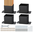 VEVOR 6x6 Post Base 4 τμχ, Εσωτερικό μέγεθος 5,6&quot;x5,6&quot; στηρίγματα βάσης, βαρέως τύπου με επίστρωση πούδρας Post Anchor Ματ Μαύρα Ξύλινα στηρίγματα στερέωσης για Πλάκα βάσης Deck Railing Deck