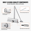 VEVOR Door Closer, Automatic Door Closer Εμπορική ή οικιακή χρήση για βάρη πόρτας 120 kg, Ρυθμιζόμενο μέγεθος Hydraulic Buffer Door Closers Heavy Duty Χυτό σώμα από αλουμίνιο, Εύκολη εγκατάσταση, Ασημί