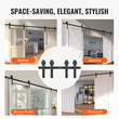 VEVOR 8FT Sliding Barn Door Hardware Kit, 330LBS Heavy Duty Tran Door Kit for Double Doors, Fit 3,7-4,3FT Total Wide και 1,3&quot;-1,8&quot; πάχος 2θυρου πάνελ, με λεία &amp; αθόρυβη τροχαλία (Σχήμα J)