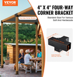 Σετ βραχίονα πέργκολας VEVOR 4&#039;&#039;x4&#039;&#039;, εσωτερικό μέγεθος 3,6&quot;x3,6 2τμχ Γωνιακό στήριγμα 4-Way Heavy Duty Woodworks DIY Post Base Kit, Ξύλινα δοκάρια εύκολης εγκατάστασης για κιόσκια, πέργκολες βεράντας, κουρτίνες εξωτερικής πέργκολας