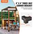 Σετ βραχίονα πέργκολας VEVOR 4&#039;&#039;x4&#039;&#039;, εσωτερικό μέγεθος 3,6&quot;x3,6 4τμχ Γωνιακό στήριγμα 3-Way Heavy Duty Woodworks DIY Post Base Kit, Εύκολη εγκατάσταση Ξύλινα δοκάρια για κιόσκια, πέργκολες βεράντας, ξύλινα σκεύη πέργκολας εξωτερικού χώρου