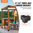 Σετ βραχίονα πέργκολας VEVOR 6&#039;&#039;x6&#039;&#039;, εσωτερικό μέγεθος 5,6&quot;x5,6 4τμχ Γωνιακό στήριγμα 3-Way Heavy Duty Woodworks DIY Post Base Kit, Εύκολη εγκατάσταση Ξύλινα δοκάρια για κιόσκια, πέργκολες βεράντας, κουρτίνες εξωτερικής πέργκολας