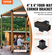 Σετ βραχίονα πέργκολας VEVOR 4&#039;&#039;x4&#039;&#039;, Εσωτερικό μέγεθος 3,6&quot;x3,6 4τμχ 4-Way Heavy Duty Γωνιακός βραχίονας Ξυλουργική Βάση DIY Post, Ξύλινα δοκάρια εύκολης εγκατάστασης για κιόσκια, πέργκολες βεράντας, πέργκολα εξωτερικού χώρου ξύλινης καμπίνας