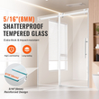 VEVOR Πόρτα ντους χωρίς πλαίσιο 58-59&quot; x 75&quot; SGCC Tempered Glass 5/16&quot; Chrome