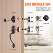 Σετ χειρολαβής μπροστινής πόρτας και Deadbolt VEVOR, Σετ αντικέ χάλκινη κλειδαριά μπροστινής πόρτας με εσωτερικό πόμολο, ρυθμιζόμενη απόσταση οπών μονοκύλινδρο χειρολαβή, για δεξιά και αριστερόχειρη είσοδο και μπροστινή πόρτα