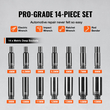 VEVOR Impact Sockets Set 14PCS 6-Point 1/4&quot; Deep Socket Set Metric 4-15mm Cr-Mo
