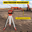 VEVOR Red Rotary Laser Level Self Leveling Measuring Αυτόματη αυτοεπιπεδούμενη στάθμη λέιζερ 360 μοιρών Περιστροφική σάρωση 500m + τρίποδο + 5 μέτρα Προσωπικό
