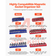 VEVOR Magnetic Socket Organizer Set 6PCS Socket Trays Blue &amp; Red for Metric SAE