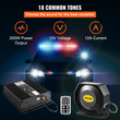 VEVOR Police Siren PA System with Compact Speaker, 12V 200W 18 Tone, Horn Ασύρματο μικρόφωνο χειρός προειδοποιητική σειρήνα έκτακτης ανάγκης για οχήματα Truck UTV ATV Car