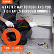 VEVOR Fish Tape, 100 ft, 3/16 ιντσών, Εξολκέας σύρματος από υαλοβάμβακα με βελτιστοποιημένο περίβλημα και λαβή, Εύκολο στη χρήση εργαλείο εξολκέα καλωδίων, εύκαμπτα εργαλεία ψαρέματος με σύρμα για τοίχο και ηλεκτρικό αγωγό, μη αγώγιμο