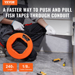 VEVOR Fish Tape, 240 ποδιών, 1/8 ιντσών, εξολκέα από χαλύβδινο σύρμα με βελτιστοποιημένο περίβλημα και λαβή, εύχρηστο εργαλείο εξολκέα καλωδίων, εύκαμπτα εργαλεία ψαρέματος με σύρμα για τοίχους και ηλεκτρικό αγωγό, μη αγώγιμο