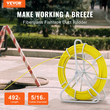 VEVOR Fish Tape Fiberglass, 492 ft, 5/16 in, Duct Rodder Fishtape Wire εξολκέας, ράβδος καλωδίου με βάση από χάλυβα καρούλι, 3 κεφαλές έλξης, εργαλεία ψαρέματος για τοίχους και ηλεκτρικό αγωγό, μη αγώγιμο