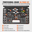 VEVOR Tap and Die Set 40Pcs Metric Size M3 to M12 Bearing Steel Threading tool