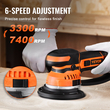 VEVOR Random Orbital Sander 6&#039;&#039; Dual-Action Sander 10 PCS Sandpapers 6 Speeds