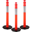 VEVOR Traffic Delineator Posts 44 Inch Height Channelizer Cones Orange PE Delineator Post Kit 10 inch Reflective Band, Portable Delineators Post με βάση από καουτσούκ 16 ιντσών, Delineator Cones Σετ 3