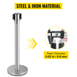 VEVOR Crowd Control Stanchion, Σετ 2 τεμαχίων Stanchion Set, Stanchion Set με 6,6 ft/2 m Μαύρη ανασυρόμενη ζώνη, Silver Crowd Control Barrier με σκυρόδεμα και μεταλλική βάση – Συναρμολόγηση Easy Connect