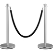 VEVOR Crowd Control Stanchion, Σετ 2 τεμαχίων Stanchion Set, Stanchion Set with 5 ft/1,5 m Black Velvet Rope, Silver Crowd Control Barrier με στιβαρό σκυρόδεμα και μεταλλική βάση - Συναρμολόγηση Easy Connect