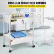 VEVOR Lab Cart, 2 Tiers Stainless Steel Utility Cart Ιατρικό καλάθι 2 συρταριών Rolling Lab Cart White Paint Cart σερβιρίσματος με τροχίσκους 360° για Εργαστήριο Νοσοκομείο Οδοντιατρικό Γραφείο Σαλόνι ομορφιάς