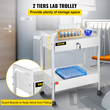 VEVOR Lab Cart, 2 Tiers Stainless Steel Utility Cart Ιατρικό καλάθι 2 συρταριών Rolling Lab Cart White Paint Cart σερβιρίσματος με τροχίσκους 360° για Εργαστήριο Νοσοκομείο Οδοντιατρικό Γραφείο Σαλόνι ομορφιάς