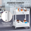 VEVOR Lab Cart, 2 επιπέδων ανοξείδωτο καρότσι χρησιμότητας, ιατρικό καρότσι με 2 συρτάρια, κυλιόμενο καλάθι εργαστηρίου Λευκή βαφή, καλάθι σερβιρίσματος με περιστρεφόμενους τροχούς για εργαστήριο, νοσοκομειακό, οδοντιατρικό, σαλόνι και ομορφιά