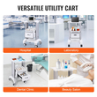 VEVOR 2 Tiers Lab Carts Κινητό ιατρικό καρότσι με 1 συρτάρι &amp; 1 επάνω δίσκο λευκό