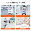 VEVOR 3 Tiers Lab Carts Κινητό ιατρικό καλάθι με 2 συρτάρια &amp; 1 επάνω δίσκο λευκό
