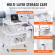 VEVOR 3 Tiers Lab Carts Κινητό ιατρικό καλάθι με 3 δίσκους &amp; 3 κάδους απορριμμάτων λευκό