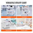 VEVOR 3 Tiers Lab Carts Κινητό ιατρικό καλάθι με 3 δίσκους &amp; 3 κάδους απορριμμάτων λευκό