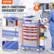VEVOR 5 Tiers Lab Carts Κινητό ιατρικό καλάθι με 5 συρτάρια &amp; 2 κάδους απορριμμάτων μπλε