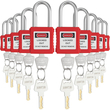 Σετ κλειδαριές VEVOR Lockout Tagout, 10 τεμ. Κόκκινα λουκέτα ασφαλείας, με 2 κλειδιά ανά κλειδαριά, κλειδαριές κλειδαριές συμβατές με το OSHA, λουκέτα ασφαλείας με ετικέτα κλειδώματος για ηλεκτρικά κιτ ετικετών κλειδώματος