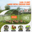 VEVOR Large Metal Chicken Coop, 9,8x12,9x6,5 ft Walk in Chicken Run for Yard με αδιάβροχο κάλυμμα, Doom Roof Hen House με κλειδαριά ασφαλείας για εξωτερικούς χώρους και πίσω αυλή, φάρμα, Duck Rabbit Cage Στυλό πουλερικών