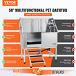 Σταθμός μπάνιου VEVOR 1.27M Pet Dog με σκάλες, Επαγγελματική μπανιέρα περιποίησης σκύλων από ανοξείδωτο χάλυβα με κουτί σαπουνιού, βρύση, πλούσιο αξεσουάρ, μπανιέρα σκύλου για μεγάλα, μεσαία, μικρά κατοικίδια, νεροχύτης για το σπίτι αριστερά