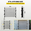 VEVOR Μονή Πτυσσόμενη Πύλη Ασφαλείας, 6-1/2&#039; Υ x 7-1/2&#039; Πτυσσόμενη Πύλη Πόρτας, Πύλη Ασφαλείας από χάλυβα ακορντεόν, Ευέλικτη Πύλη Ασφαλείας Επέκτασης, Κυλιόμενη Πύλη Barricade 360°, Πύλη/Πόρτα ψαλιδιού με Padloc