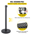 VEVOR 6PCS Μαύρη ζώνη Stanchion ουρά Stand Rope Retractable Crowd Barrier