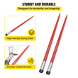 VEVOR Pair Hay Spear 49&quot; Bale Spear 3000 lbs, Bale Spike Quick Attach Square Hay Bale Spears 1 3/4&quot;, Red Coated Bale Forks, Bale Hay Spike with Hex Nut &amp; Sleeve for Buckets Tractors Loaders