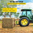 VEVOR Hay Spear 49&quot; Bale Spear 3000 lbs, Bale Spike Quick Attach Square Hay Bale Spears, Red Coated Bale Spear, Bale Hay Spike with 2 Stabilizer Spears