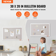 VEVOR 30&quot;x20&quot; Λευκός Πίνακας Φελλού με Επιτοίχια Πίνακας Ανακοινώσεων σε Επιφάνεια Λινού