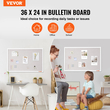 VEVOR 36&quot;x24&quot; Λευκός Πίνακας Φελλού με Επιτοίχια Πίνακας Ανακοινώσεων Επιτοίχιας Λευκής Επιφάνειας