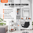 VEVOR Salon Station, Wall Mount Barber Salon Station for Hair Stylist, σετ επίπλων Beauty Spa, 1 ντουλάπι αποθήκευσης, 3 Cubbies και 2 συρτάρια (ένα που κλειδώνει), λευκό
