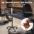 VEVOR Cart Tray Salon, 30&quot;-43&quot; Ρυθμιζόμενος σε ύψος Δίσκος Rolling Salon, Πιάτο τατουάζ ψυχρής έλασης με 5 ρόδες (2 που κλειδώνουν) για SPA Barbershop Clinic, μαύρο