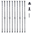 Μεταλλικά κάγκελα σκάλας VEVOR, 44&#039;&#039; x 1/2&quot; γαλβανισμένοι ατσάλινοι διακοσμητικοί άξονες κάγκελο, κάγκελο 10 συσκευασιών με κούφια μονά καλάθια, στριφτές, σπειροειδή κιγκλιδώματα σκάλας με παπούτσια &amp; βίδες