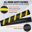 VEVOR 6 ft/72&#039;&#039; Rubber Speed ​​Hump, 2 Channel, Load Capacity 22000 lbs Heavy Duty Traffic Speed ​​Bump, με κίτρινη λωρίδα υψηλής ανακλαστικής 4 βίδες εκτόνωσης και 1 τρυπάνι, για δρόμους από ασφάλτινο σκυρόδεμα