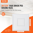 Πλακάκια οροφής VEVOR 12-συσκευασία 24 x 24 σε PVC εύκολης τοποθέτησης Λευκό γεωμετρικό