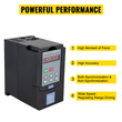 Μετατροπέας μεταβλητής συχνότητας VEVOR 5,5 KW VFD 220 V Μετατροπέας κίνησης μεταβλητής συχνότητας Εξοικονόμηση συχνότητας Λειτουργεί αυτόματα με είσοδο 1 ή 3 φάση και έξοδο 3 φάσεων για έλεγχο ταχύτητας κινητήρα ατράκτου