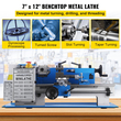 VEVOR Mini Metal Lathe 7x12 Inch Precision Variable Speed ​​2250RPM 400W Ζυγαριά Τηλεσκοπικά Σετ Μεταλλικό Ξύλο Επεξεργασίας Τόρνος Αυτόματος με τσοκ 3 σιαγόνων με αυτοκεντρικό τσοκ